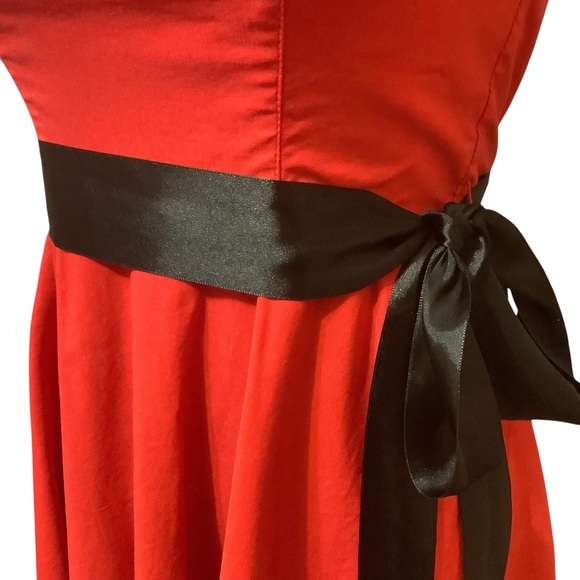 GRACE KARIN VINTAGE 1950’S STYLE HALTER FIT & FLAIRE RED DRESS/ Size S - Picture 5 of 11